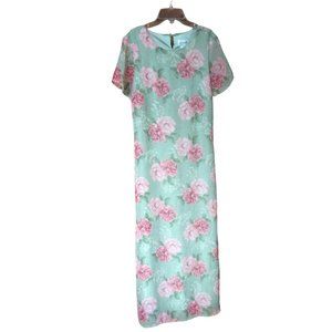 Vintage Y2K Garden Pastel Floral 90s Maxi Dress Size 14